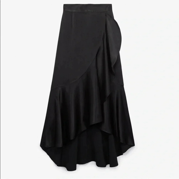 The kooples assymetric ruffle silky midi wrap skirt - Picture 4 of 7
